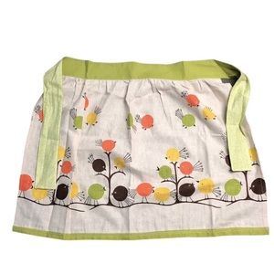 Vintage Apron Modernist 1960’s Bird Design Handmade Never Worn Avocado Orange